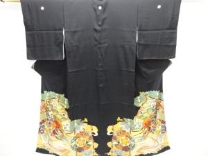 アンティーク　錦紗几帳に檜扇模様留袖(比翼付き)